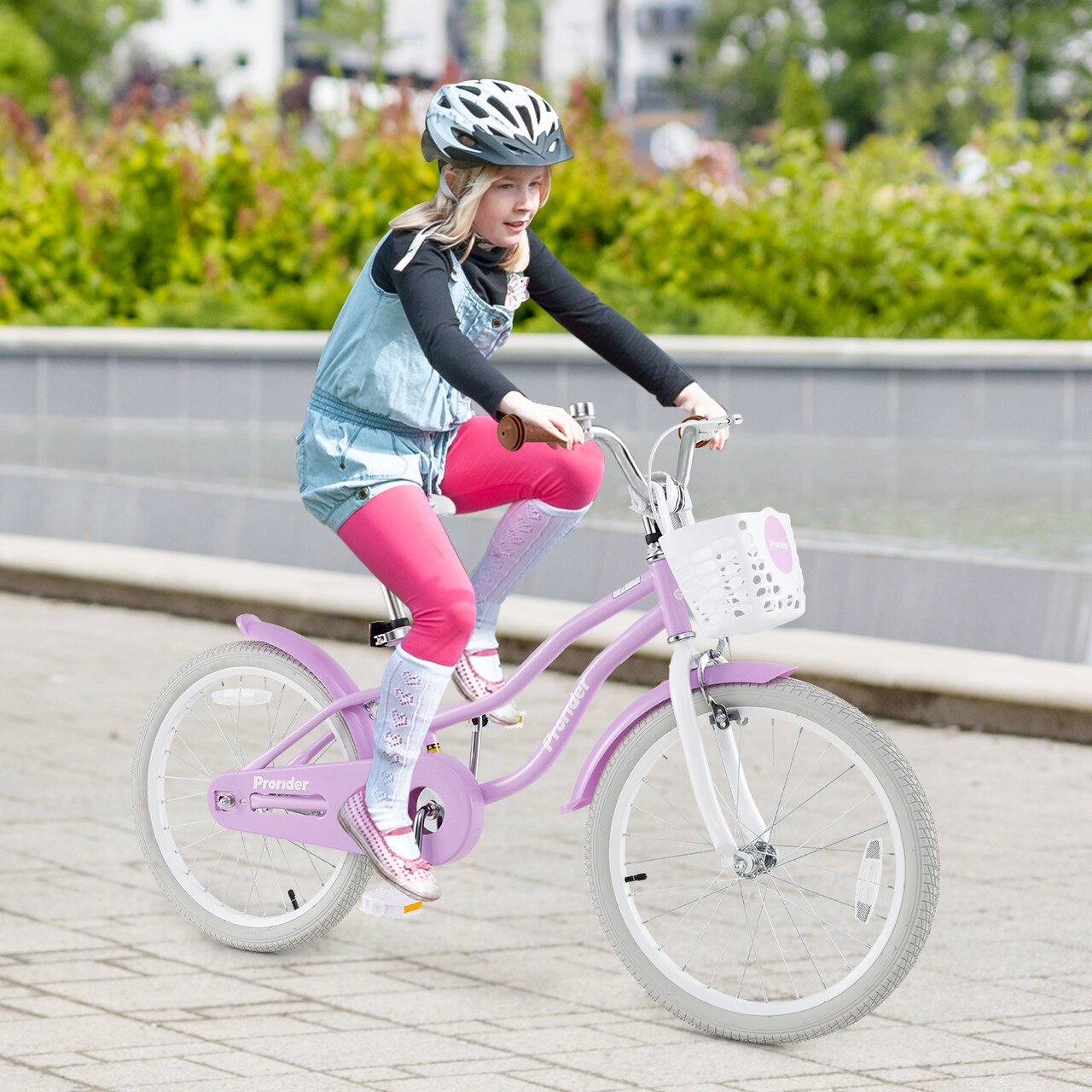 20 Inch Adjustable Kids Bike with Dual Brakes and Removable Storage Basket